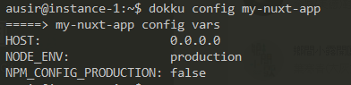 nuxt config vars Dokku